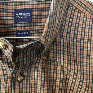NEW Arrow XXL Orange & Blue Plaid Button Down